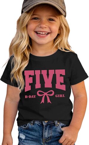 Birthday Girl Shirts 5th 6th 7th 8th Girls Birthday Outfit Kid Bow B-Day T-Shirt Gift Party Tee Short Sleeve Tops in Saudi Arabia