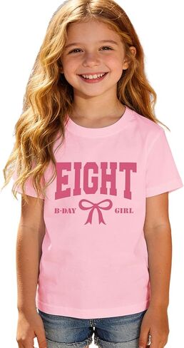 Birthday Girl Shirts 5th 6th 7th 8th Girls Birthday Outfit Kid Bow B-Day T-Shirt Gift Party Tee Short Sleeve Tops in Saudi Arabia