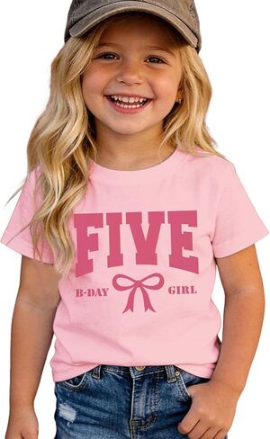 Birthday Girl Shirts 5th 6th 7th 8th Girls Birthday Outfit Kid Bow B-Day T-Shirt Gift Party Tee Short Sleeve Tops in Saudi Arabia