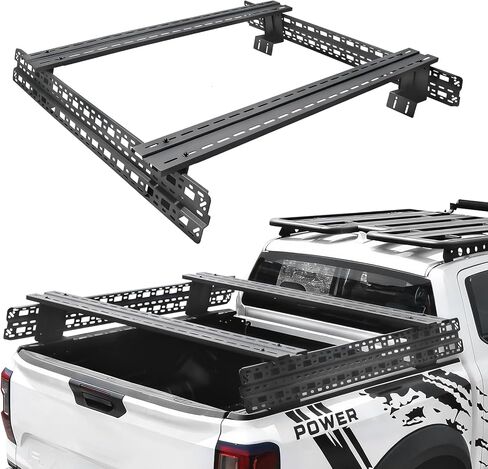 رف سرير الشاحنة العالمي، رف شحن منخفض المستوى مع ألواح تثبيت جانبية ومتقاطعة، تصميم متعدد الوظائف قابل للتعديل متوافق مع F-150، سيلفرادو، رام، تاكوما، تندرا، سييرا، جي تي، كانيون in Kuwait