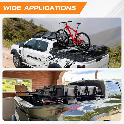 رف سرير الشاحنة العالمي، رف شحن منخفض المستوى مع ألواح تثبيت جانبية ومتقاطعة، تصميم متعدد الوظائف قابل للتعديل متوافق مع F-150، سيلفرادو، رام، تاكوما، تندرا، سييرا، جي تي، كانيون in Kuwait