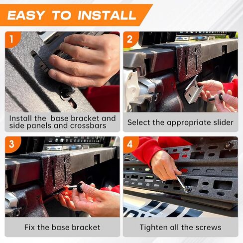 رف سرير الشاحنة العالمي، رف شحن منخفض المستوى مع ألواح تثبيت جانبية ومتقاطعة، تصميم متعدد الوظائف قابل للتعديل متوافق مع F-150، سيلفرادو، رام، تاكوما، تندرا، سييرا، جي تي، كانيون in Kuwait