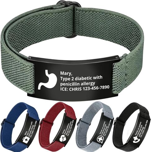 Personalized Medical Alert Bracelet,Custom Engraving Medical Alert ID Bracelet with Name/Text Tag,Customized Adjustable Metal Medical Emergency Bracelet Thanksgiving Gift for Men Women Dad Mom Father’s Day Mother’s Day in Saudi Arabia