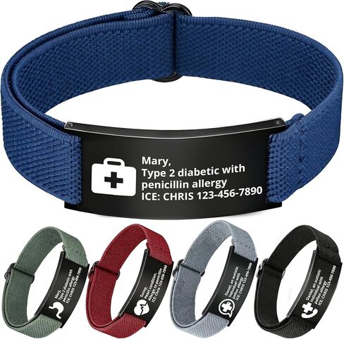 Personalized Medical Alert Bracelet,Custom Engraving Medical Alert ID Bracelet with Name/Text Tag,Customized Adjustable Metal Medical Emergency Bracelet Thanksgiving Gift for Men Women Dad Mom Father’s Day Mother’s Day in Saudi Arabia