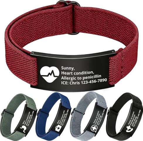 Personalized Medical Alert Bracelet,Custom Engraving Medical Alert ID Bracelet with Name/Text Tag,Customized Adjustable Metal Medical Emergency Bracelet Thanksgiving Gift for Men Women Dad Mom Father’s Day Mother’s Day in Saudi Arabia