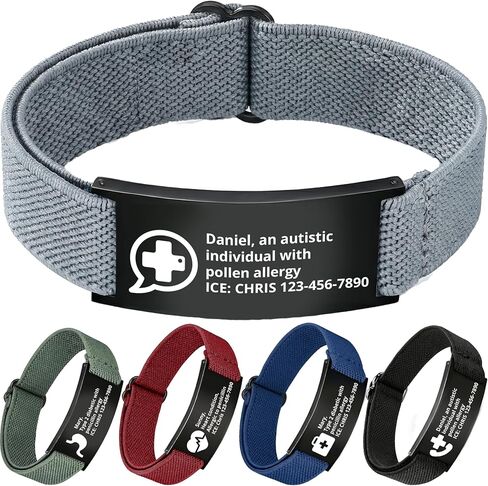 Personalized Medical Alert Bracelet,Custom Engraving Medical Alert ID Bracelet with Name/Text Tag,Customized Adjustable Metal Medical Emergency Bracelet Thanksgiving Gift for Men Women Dad Mom Father’s Day Mother’s Day in Saudi Arabia