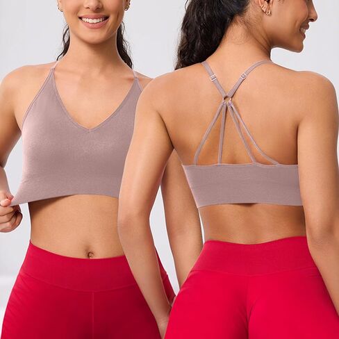 Women Sports Bra Breathable Seamless Criss Cross Workout Yoga Tank Top with Adjustable Straps Wireless Supportive Bra in Saudi Arabia