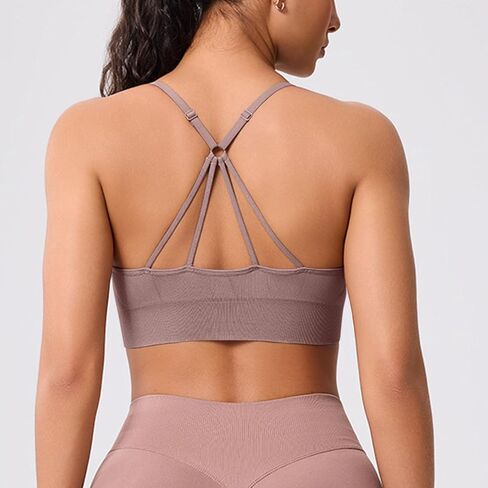 Women Sports Bra Breathable Seamless Criss Cross Workout Yoga Tank Top with Adjustable Straps Wireless Supportive Bra in Saudi Arabia