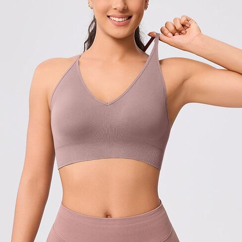 Women Sports Bra Breathable Seamless Criss Cross Workout Yoga Tank Top with Adjustable Straps Wireless Supportive Bra in Saudi Arabia