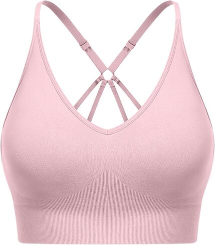 Women Sports Bra Breathable Seamless Criss Cross Workout Yoga Tank Top with Adjustable Straps Wireless Supportive Bra in Saudi Arabia