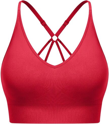 Women Sports Bra Breathable Seamless Criss Cross Workout Yoga Tank Top with Adjustable Straps Wireless Supportive Bra in Saudi Arabia
