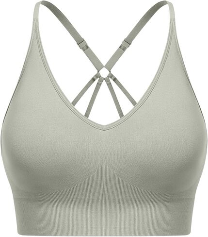 Women Sports Bra Breathable Seamless Criss Cross Workout Yoga Tank Top with Adjustable Straps Wireless Supportive Bra in Saudi Arabia