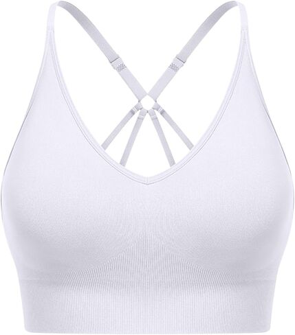 Women Sports Bra Breathable Seamless Criss Cross Workout Yoga Tank Top with Adjustable Straps Wireless Supportive Bra in Saudi Arabia