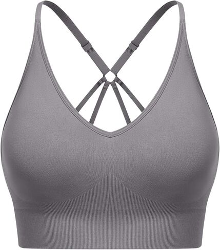 Women Sports Bra Breathable Seamless Criss Cross Workout Yoga Tank Top with Adjustable Straps Wireless Supportive Bra in Saudi Arabia