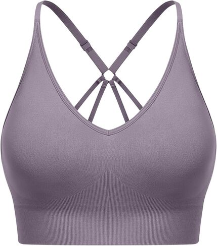 Women Sports Bra Breathable Seamless Criss Cross Workout Yoga Tank Top with Adjustable Straps Wireless Supportive Bra in Saudi Arabia
