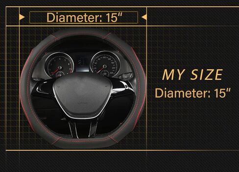 D Shape Car Steering Wheel Cover, Universal 15 inch Stitching Color Anti-Slip Steering Wheel Protector, Red and Black Style (Red and Black D Shape) in Saudi Arabia