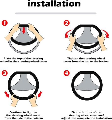 D Shape Car Steering Wheel Cover, Universal 15 inch Stitching Color Anti-Slip Steering Wheel Protector, Red and Black Style (Red and Black D Shape) in Saudi Arabia