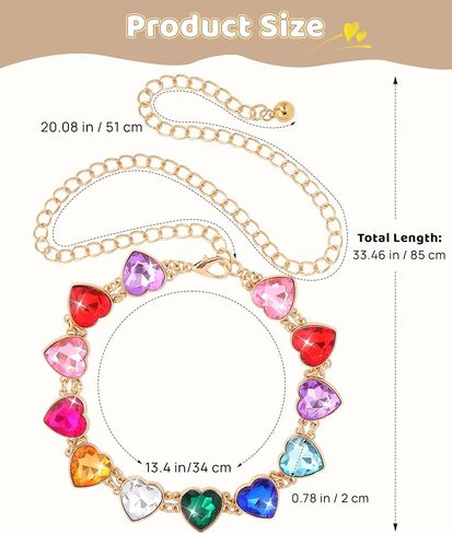 Kajeer Girl Belts Rhinestone,Kid Heart Chain Adjustable Solid Colorful Metal Waist Belt for Dresses Jeans Flower Girl in Kuwait