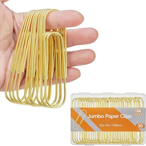 NEEWAY 4 inch Gold Extra Large Paper Clips, 30 Count Jumbo Paperclips for Office, Home and Document Organizing (Gold) in Kuwait