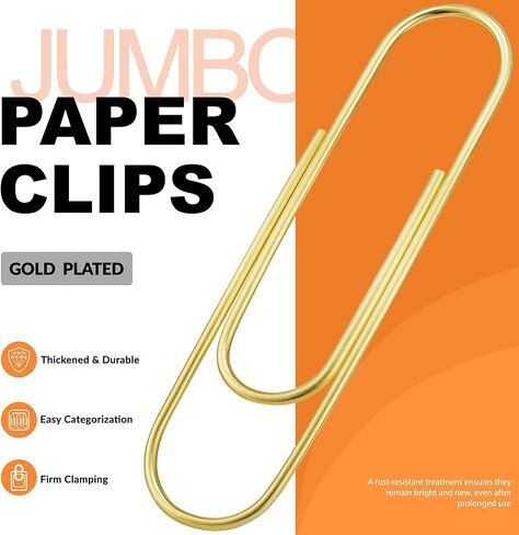 NEEWAY 4 inch Gold Extra Large Paper Clips, 30 Count Jumbo Paperclips for Office, Home and Document Organizing (Gold) in Kuwait