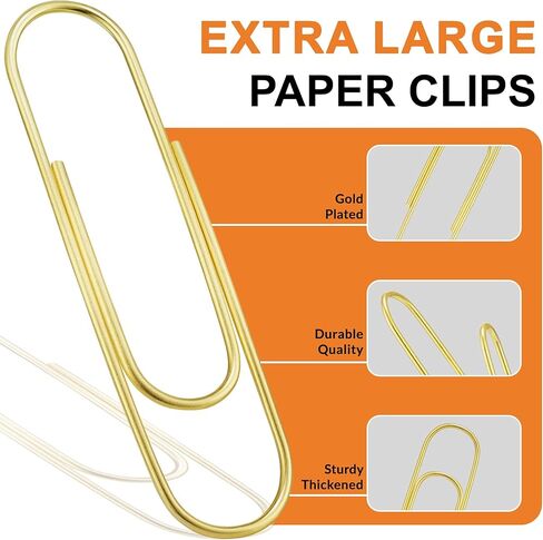 NEEWAY 4 inch Gold Extra Large Paper Clips, 30 Count Jumbo Paperclips for Office, Home and Document Organizing (Gold) in Kuwait