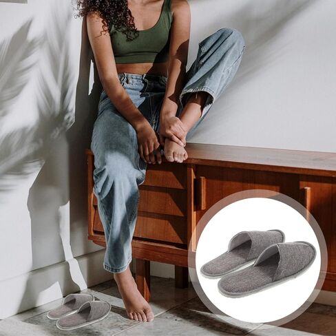 BESPORTBLE Foldable Travel Slippers for Men Women - Portable Machine Washable Hotel Footwear, Lightweight Compact Spa Slippers for Long Flight, Indoor Guest House, Hospital, Grey in Saudi Arabia