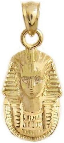 14k Yellow Gold King Tut Pendant, Made in USA in Saudi Arabia