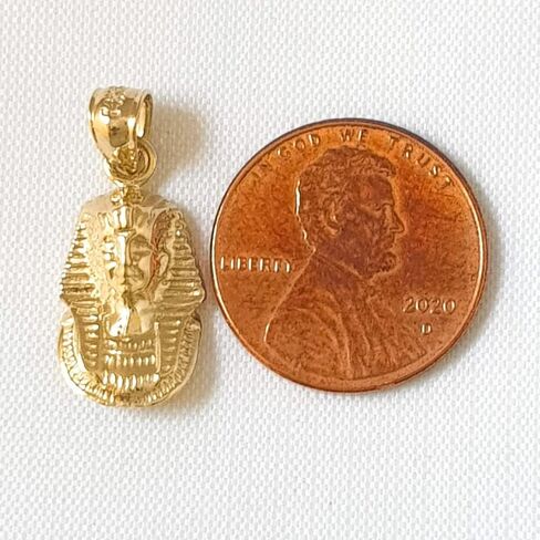 14k Yellow Gold King Tut Pendant, Made in USA in Saudi Arabia