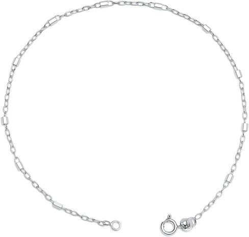 LeCalla Silver Anklets for Women | 925 Sterling Silver Bar Station Anklet for Women | Alternate Bar Chain Anklet | Ankle Bracelet Summer Beach Foot Jewelry Gifts for Birthday, Anniversary, Holidays in Saudi Arabia