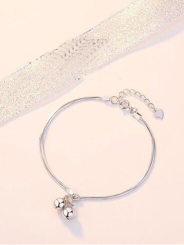 Fashion Double Bell Anklet Foot Rope for Women 925 Sterling Silver Ankle Bracelets Cute Boho Bell Charm Chain Beach Layered Anklet Adjustable Size Jewelry Gift for Her in Saudi Arabia