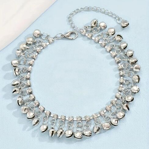 1pcs S925 Sterling Silver Vintage Style Bell Tassel Pendant Chain Anklet Bohemian Style Anklet in Saudi Arabia