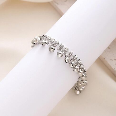 1pcs S925 Sterling Silver Vintage Style Bell Tassel Pendant Chain Anklet Bohemian Style Anklet in Saudi Arabia