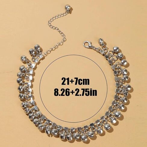 1pcs S925 Sterling Silver Vintage Style Bell Tassel Pendant Chain Anklet Bohemian Style Anklet in Saudi Arabia