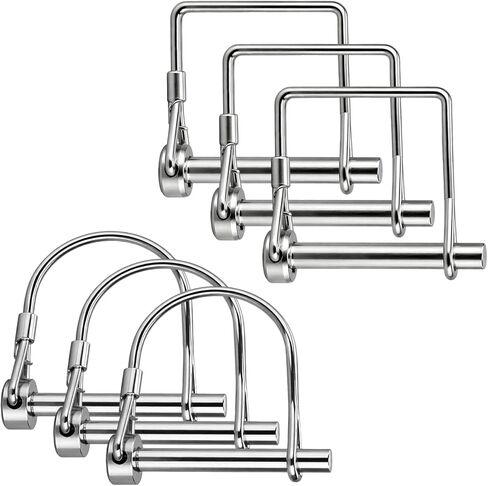 6 Pack Trailer Coupler Pin - Heavy Duty 1/4" Lock Pins with Square Wire Lock for Farm Trailers, Towing, Hitches, PTO and Lawn Equipment, Available in Silver (2.75") in Saudi Arabia