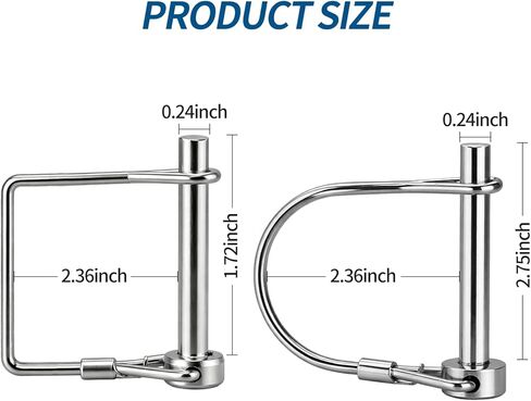 6 Pack Trailer Coupler Pin - Heavy Duty 1/4" Lock Pins with Square Wire Lock for Farm Trailers, Towing, Hitches, PTO and Lawn Equipment, Available in Silver (2.75") in Saudi Arabia