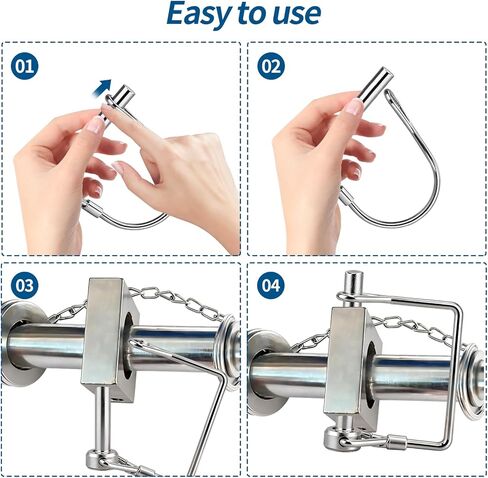6 Pack Trailer Coupler Pin - Heavy Duty 1/4" Lock Pins with Square Wire Lock for Farm Trailers, Towing, Hitches, PTO and Lawn Equipment, Available in Silver (2.75") in Saudi Arabia