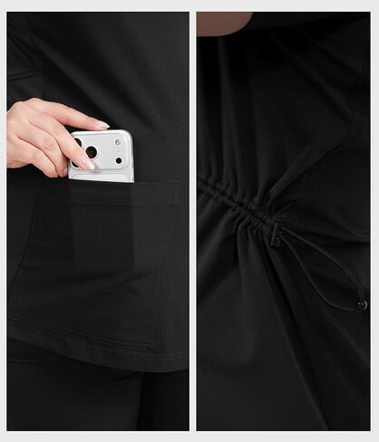 قميص علوي للحوامل، قميص برقبة على شكل حرف V، فرك طبي للحمل مع جيبين وخصر قابل للتعديل، ملابس عمل سهلة العناية in Kuwait