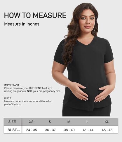قميص علوي للحوامل، قميص برقبة على شكل حرف V، فرك طبي للحمل مع جيبين وخصر قابل للتعديل، ملابس عمل سهلة العناية in Kuwait