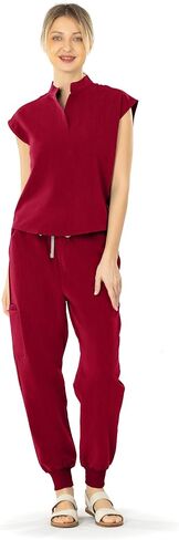 مجموعة سكرابز للنساء، توب سكراب طبي للنساء بياقة واقفة وسروال سكرب للركض مع 8 جيوب in Kuwait