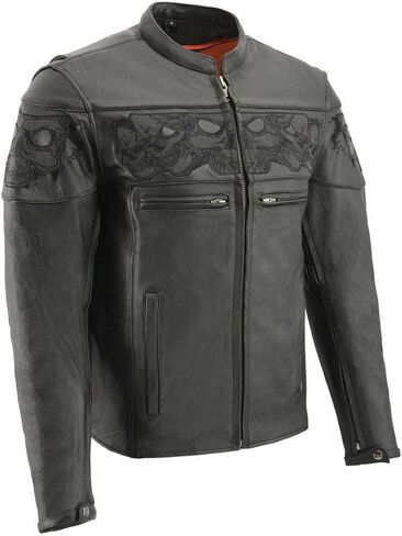 Milwaukee Leather MLM1501 Men's Reflective Skulls Premium Black Leather Motorcycle Jacket w/Cool-Tec Treatement in Saudi Arabia