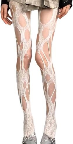 Ripped Tights Fishnet Stocking Women Ragged Pantyhose Hosiery Gothic Perforated Lace Clothing Halloween Party Accessories in Saudi Arabia