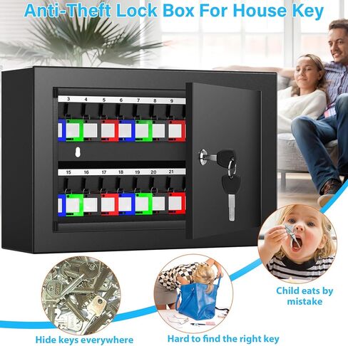 صندوق قفل للمفاتيح مكون من 40 مفتاحًا، خزانة مفاتيح مضادة للسرقة مع بطاقات مفاتيح، حامل جداري منظم للمفاتيح للسيارات والمنزل والمكتب المستأجر in Kuwait