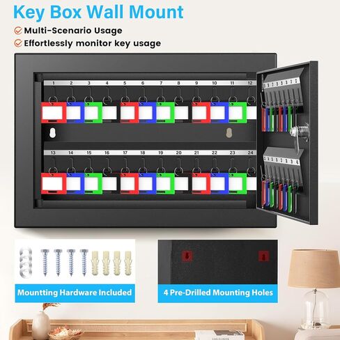 صندوق قفل للمفاتيح مكون من 40 مفتاحًا، خزانة مفاتيح مضادة للسرقة مع بطاقات مفاتيح، حامل جداري منظم للمفاتيح للسيارات والمنزل والمكتب المستأجر in Kuwait