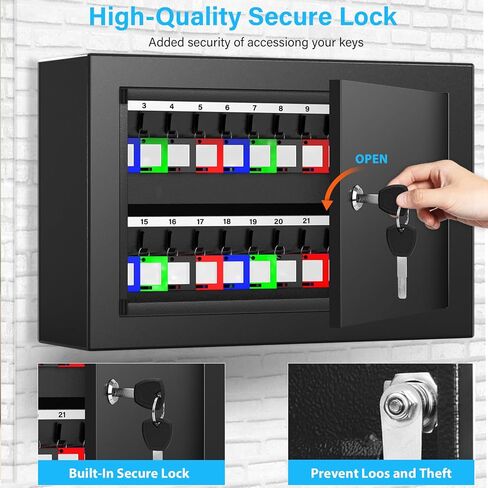 صندوق قفل للمفاتيح مكون من 40 مفتاحًا، خزانة مفاتيح مضادة للسرقة مع بطاقات مفاتيح، حامل جداري منظم للمفاتيح للسيارات والمنزل والمكتب المستأجر in Kuwait