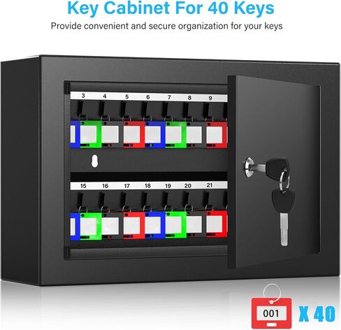 صندوق قفل للمفاتيح مكون من 40 مفتاحًا، خزانة مفاتيح مضادة للسرقة مع بطاقات مفاتيح، حامل جداري منظم للمفاتيح للسيارات والمنزل والمكتب المستأجر in Kuwait