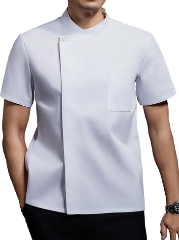 Chef Coat Short Sleeve For Men Lightweight Chef Jacket Single Breasted Chef Clothes Uniform for Kitchen,Restaurant in Saudi Arabia