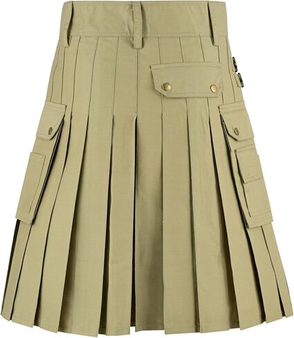 Men’s Khaki Utility Kilt – Polyester Cotton Work Kilt with Cargo Pockets, Heavy Duty Tactical Style in Saudi Arabia
