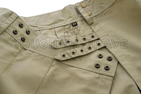 Men’s Khaki Utility Kilt – Polyester Cotton Work Kilt with Cargo Pockets, Heavy Duty Tactical Style in Saudi Arabia