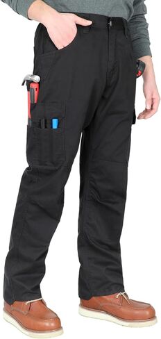 BOCOMAL Men's Work Cargo Pants 12 Multi-Pockets 100% C Relaxed Fit Dura Comfort Water/Stain Resistant Outdoor Hiking Pant in Saudi Arabia