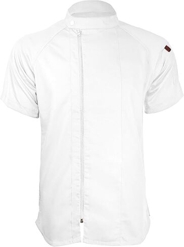 ChefsCloset Jamison Men's Short Sleeve Chef Coat – Modern Mens Chef Jacket for with Offset Zipper and Mesh Panels in Saudi Arabia